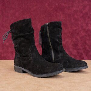 Sofft Women Sharnell Low Distress Black Suede Back Lace-up Mid Calf boots sz 6